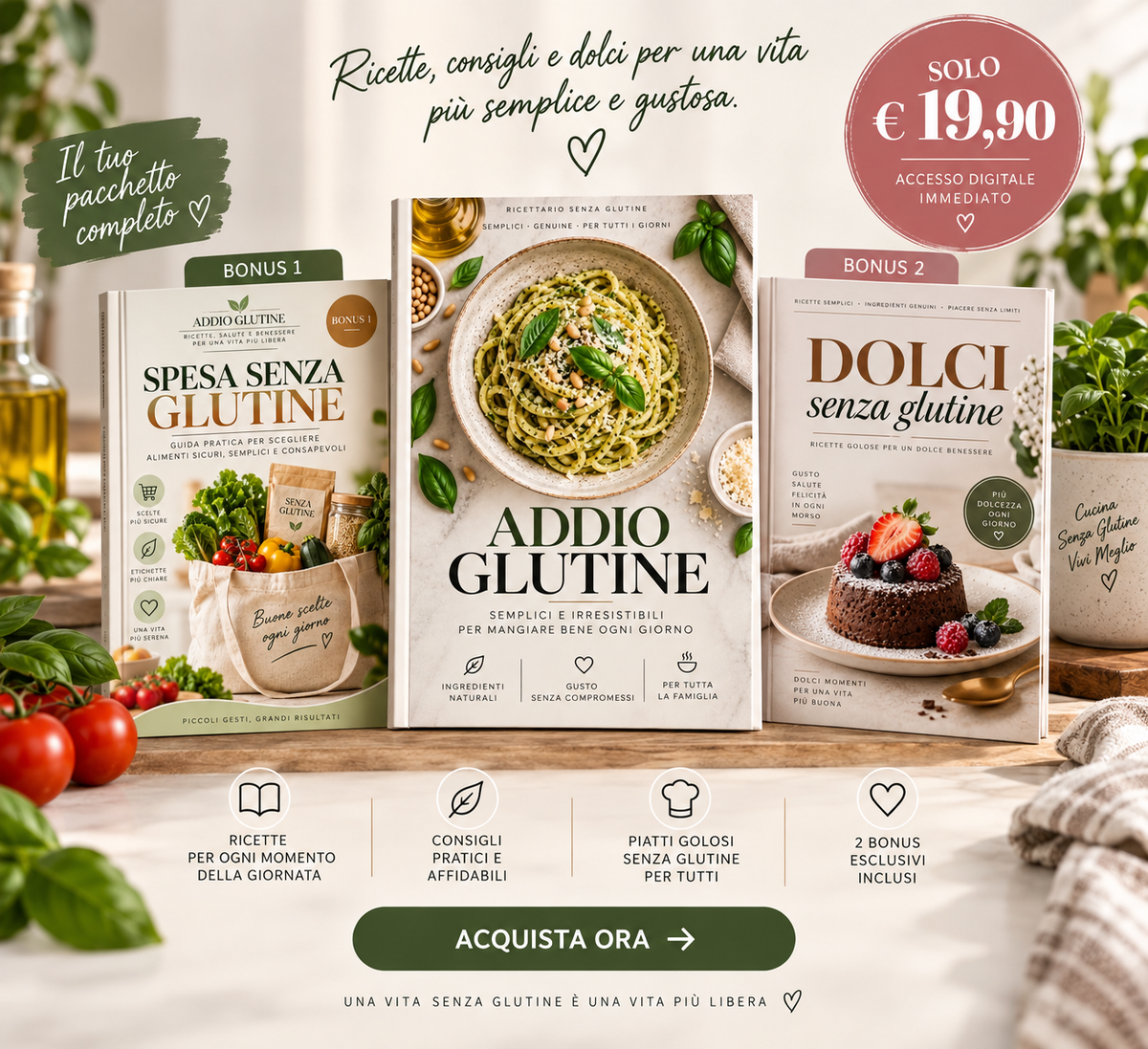 Addio Glutine – Ricettario Completo + 2 Bonus